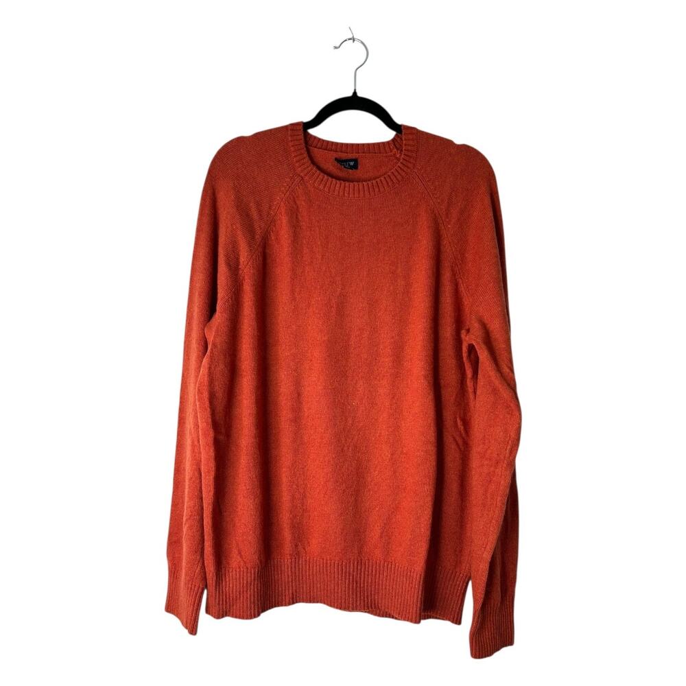 J Crew Sweater Men's Size XL Burnt Orange Crewneck Wool Blend Long Raglan Sleeve